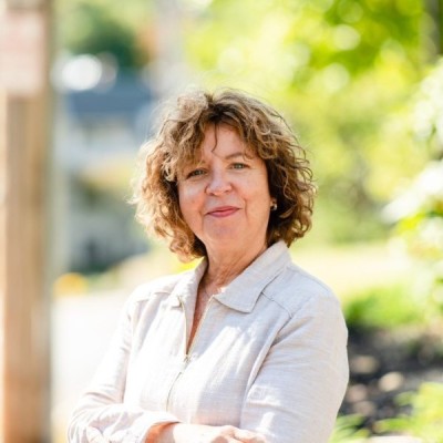 Outdoor photo of Marymichele Delaney, VP of HR from The College of the Holy Cross