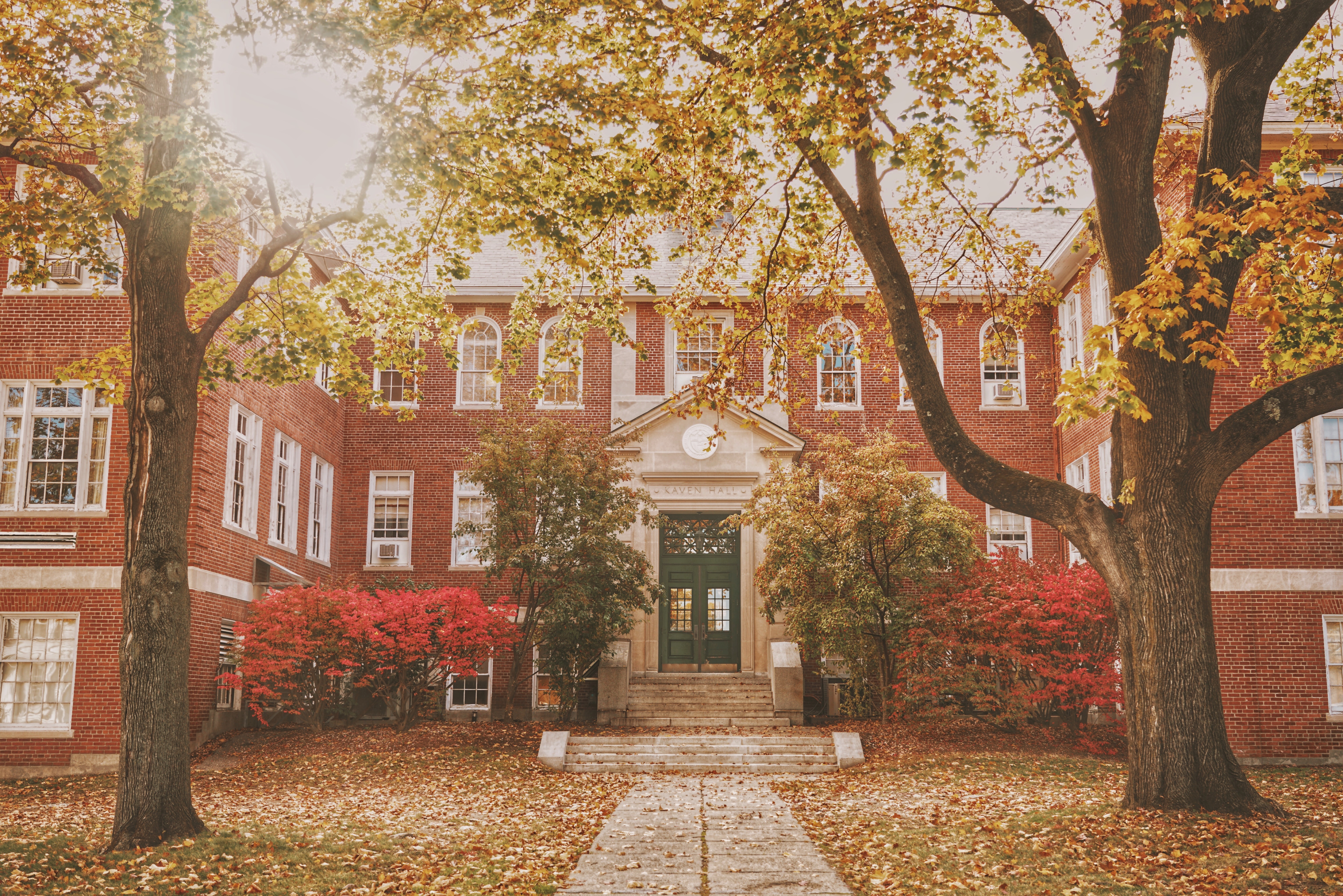 fall foliage college building